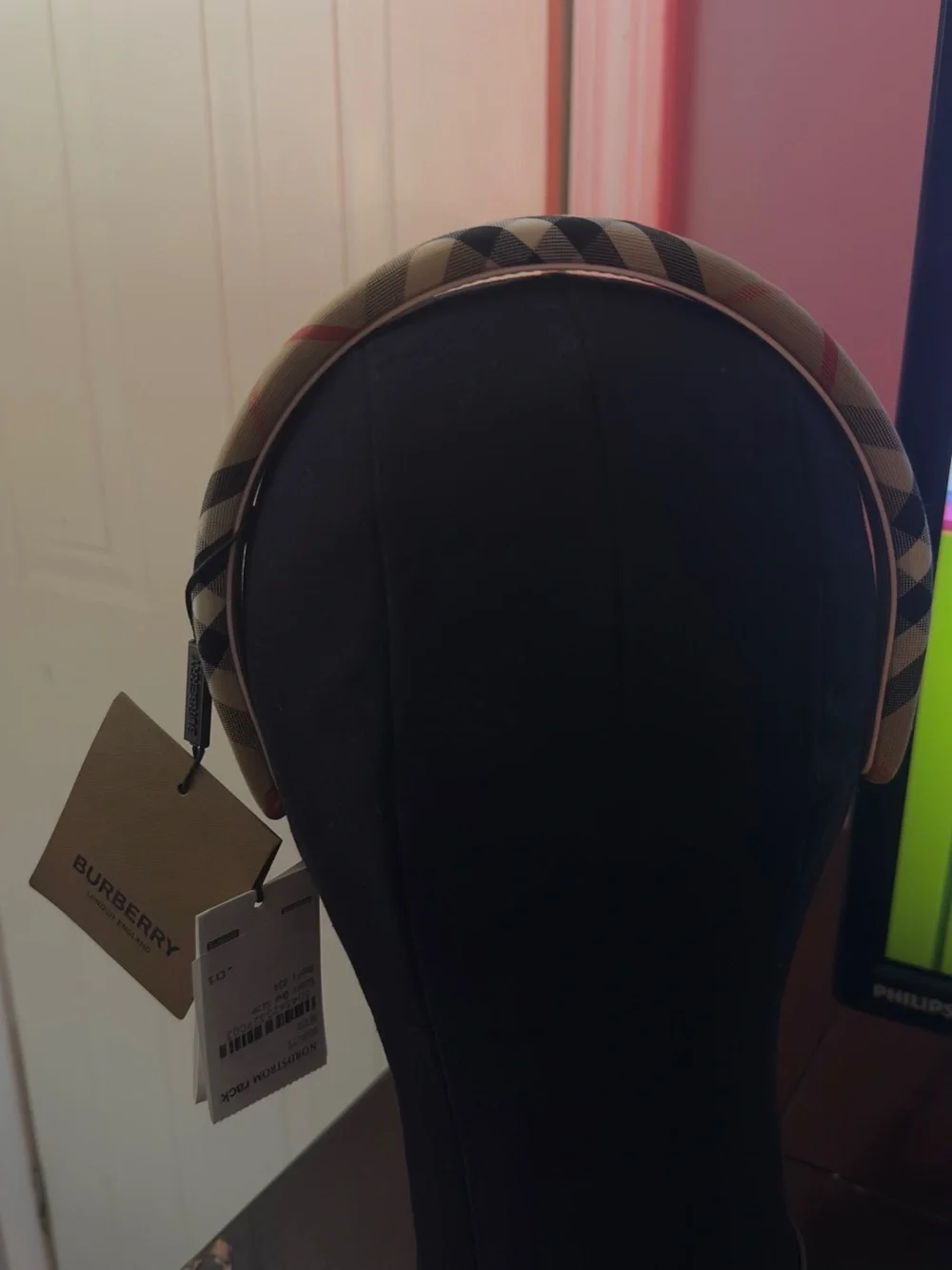 Burberry Beige and Black Vintage Check Headband